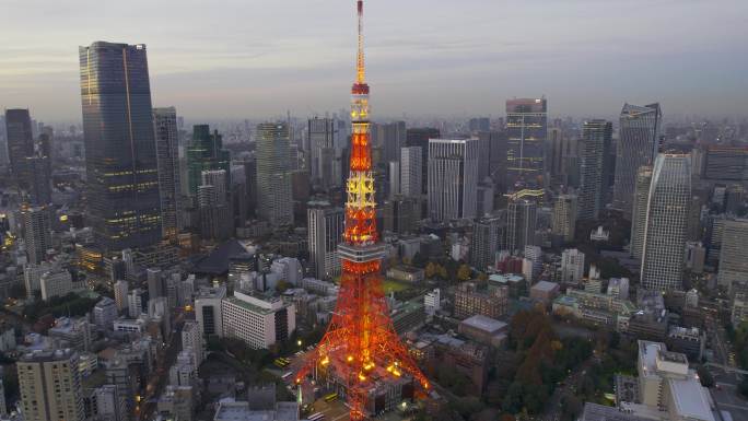 外国城市 日本东京塔航拍