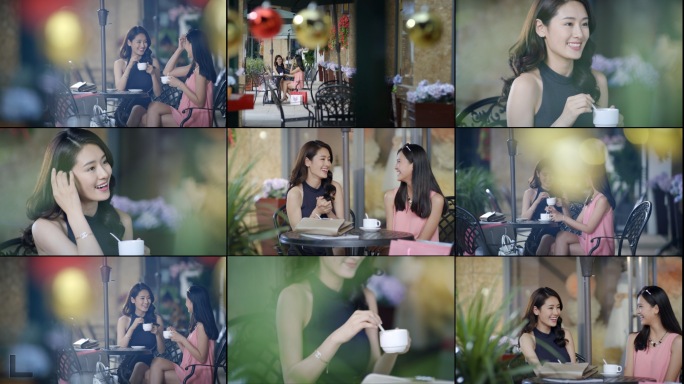闺蜜喝咖啡美女聊天聚会下午茶美女喝茶