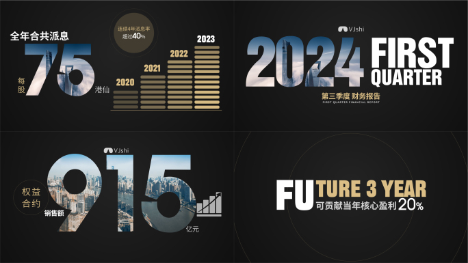 年终汇报 季度总结文字快闪 黑金