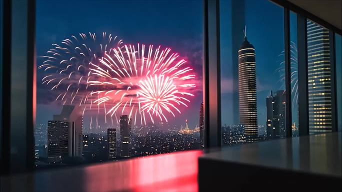 新年春节除夕烟花年夜饭团圆团聚回家过年过