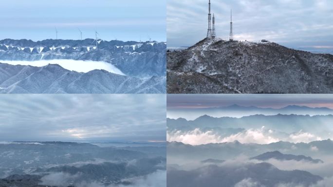 航拍湖南雪峰山国家森林公园雪景