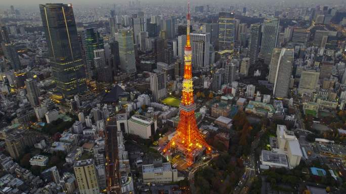 外国地标景点 日本东京塔航拍