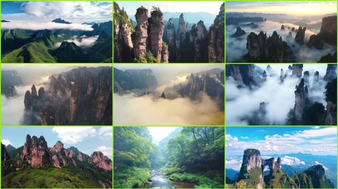 张家界天门山武陵源航拍风景大好河山天门洞