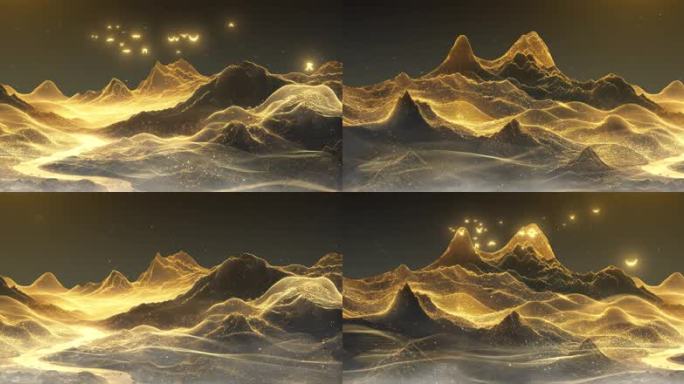 黑金山水 粒子山 LED国风 舞台背景