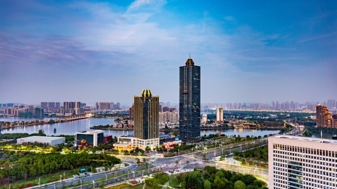 4K武汉市东西湖区地标航拍延时