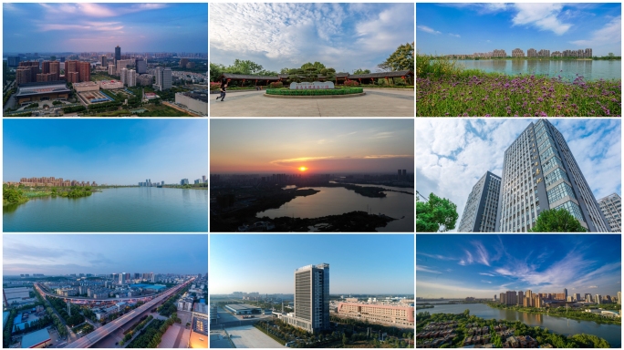 4K武汉市东西湖区地标航拍延时