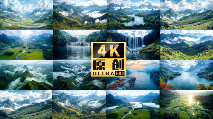 梯田风光自然山水瀑布绿水青山生态农业