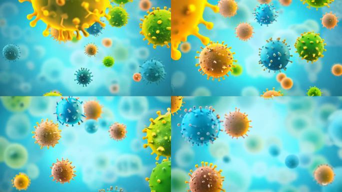 病毒细胞细菌微生物动画色彩艳丽