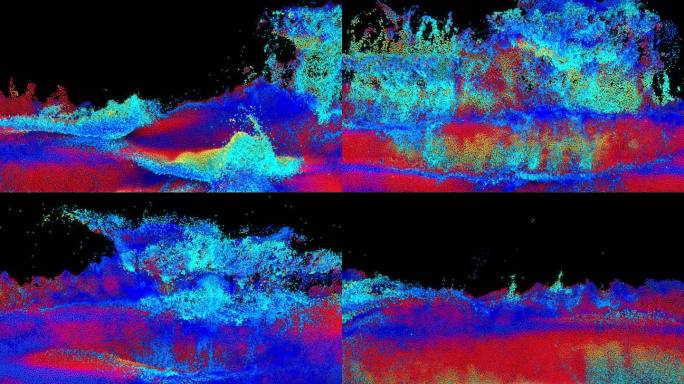 彩色蓝色海浪粒子