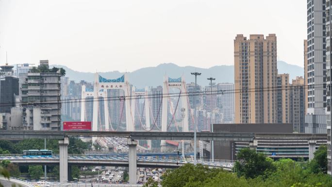 重庆鹅公岩大桥车流延时
