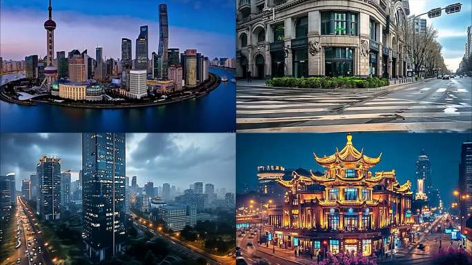 上海陆家嘴航拍地标东方明珠日出夜景外滩a