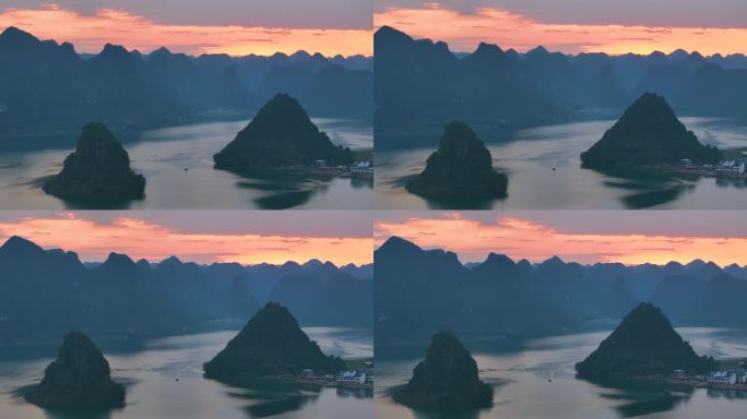 航拍喀斯特地貌山水风光