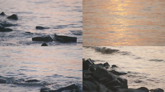 江水长江水江面夕阳傍晚江涛波涛江水长江边