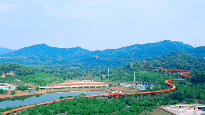 航拍深圳光明虹桥公园