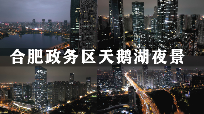 合肥政务区天鹅湖夜景写字楼加班