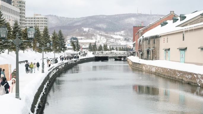 冬季的北海道。小樽运河。