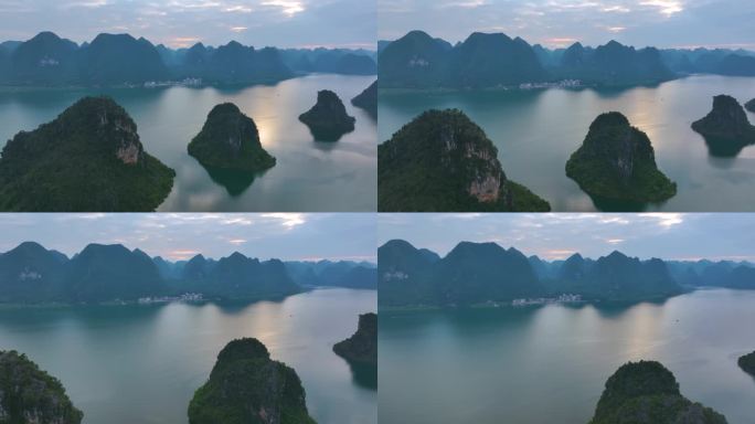 航拍喀斯特地貌山水风光