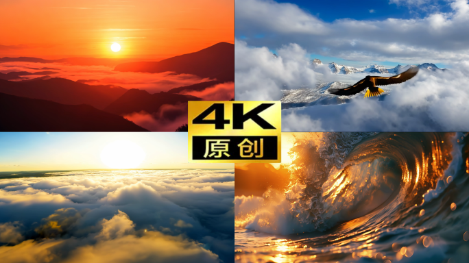 大气震撼年会日出云海气势磅礴海浪乘风破浪