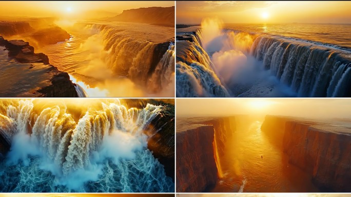 4K长河落日黄河落日黄河朝阳母亲河合集