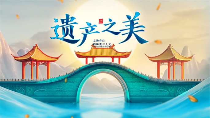 青绿山水片头中国风水墨标题国潮片头