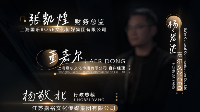 金色高端人名字幕条特效