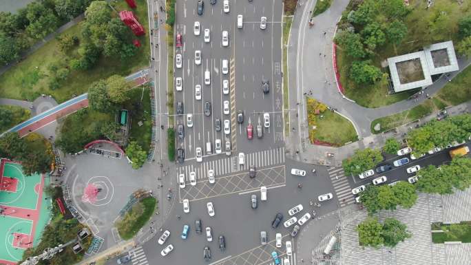 成都城市道路车流俯瞰