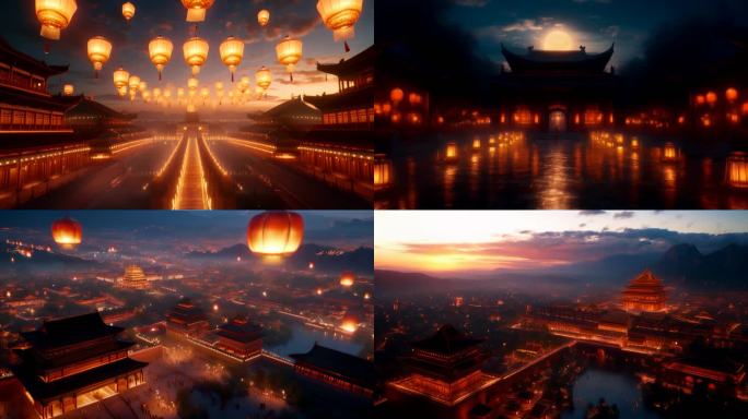 繁华的古代城市 唐朝夜景 大唐盛世
