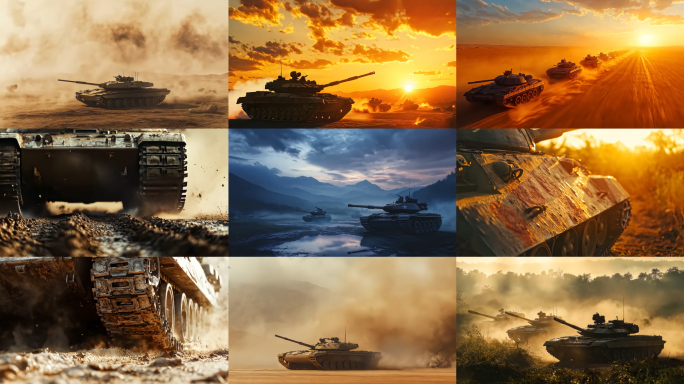 坦克群出动战场战争现代战争