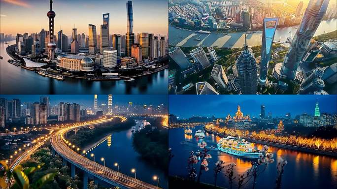 上海陆家嘴航拍地标东方明珠日出标志夜景外