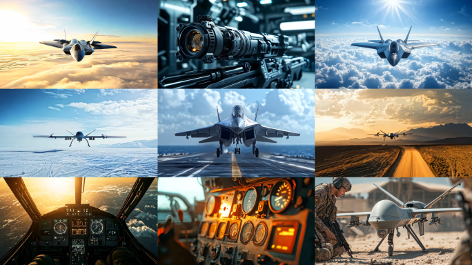 战场无人机侦察隐形战机军用无人机电磁炮