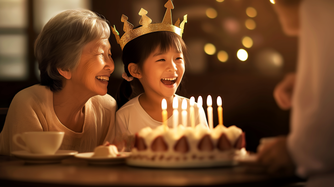 家人在一起过生日 生日快乐 生日蛋糕