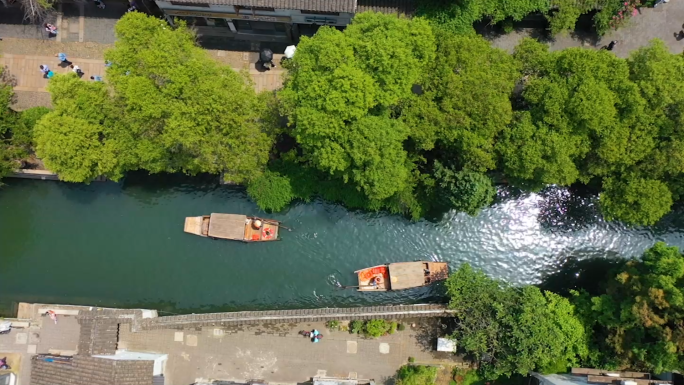 苏州姑苏平江河平江路航拍摇船街巷