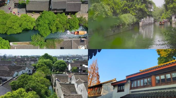 苏州姑苏平江河平江路航拍摇船街巷