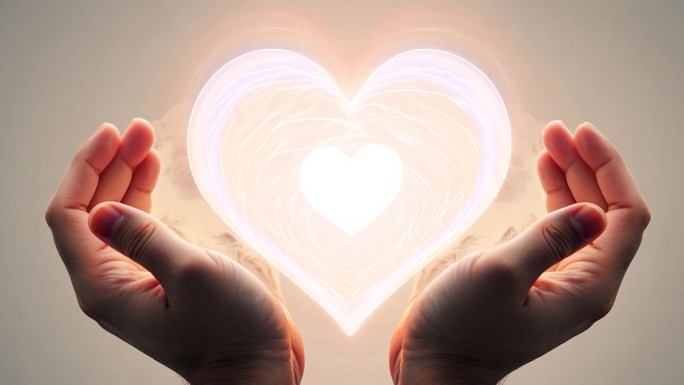 大爱无疆 献爱心 手捧爱心