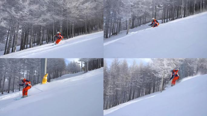 滑雪宣传视频双板滑雪4K素材