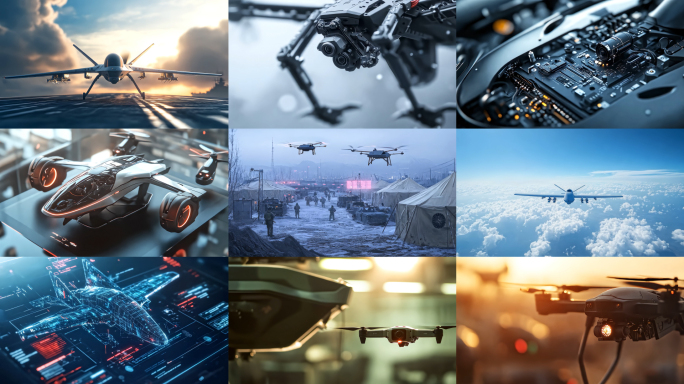 战争无人机军事演习现代科技航展视频素材2