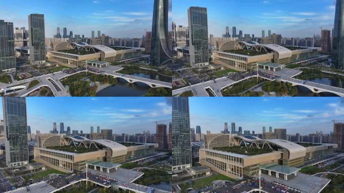 4k航拍杭州国际博览中心