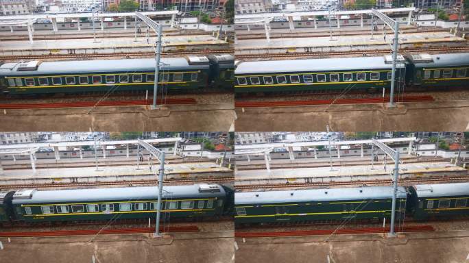 绿皮火车停靠车站