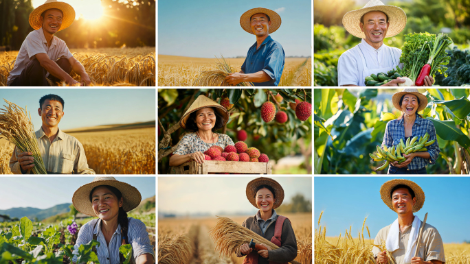 农民丰收笑脸丰收喜悦农民开心秋收季节