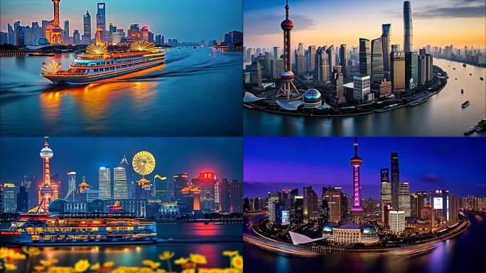 上海陆家嘴航拍地标东方明珠日出标志夜景外