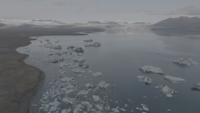 Log全景冰岛杰古沙龙冰河湖冰川雪山航拍