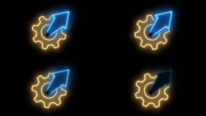 金钱、利润、现金流、投资、经济、金融和成功概念。4K运动图形动画的箭头与齿轮旋转周围孤立的透明背景。