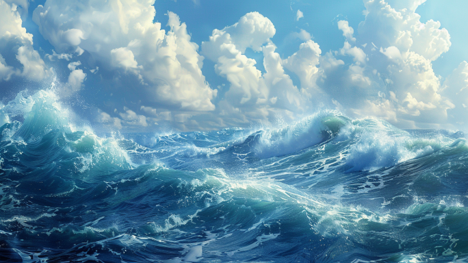 大海海浪滚滚巨浪4K