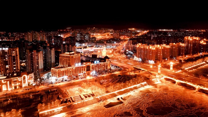 牡丹江夜景延时