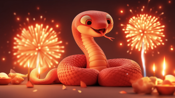 蛇年大吉 新年快乐 卡通蛇蛇