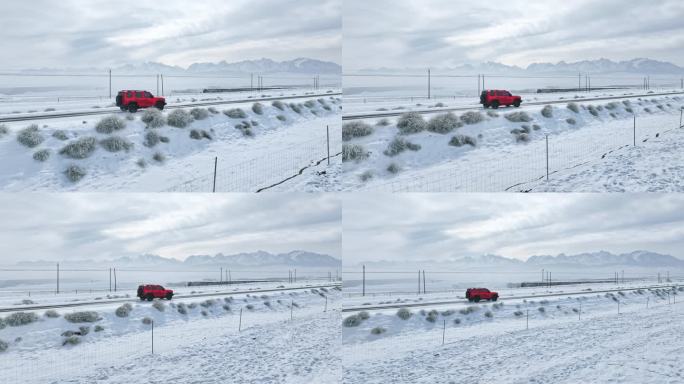 汽车行驶 冬季 雪地 公路