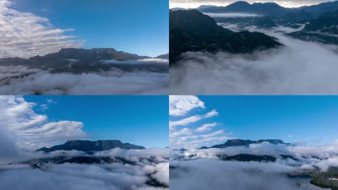 四川瓦屋山全景云雾缭绕云海风景