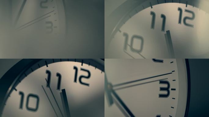 深夜时钟钟表指针转动11点钟表时间流逝