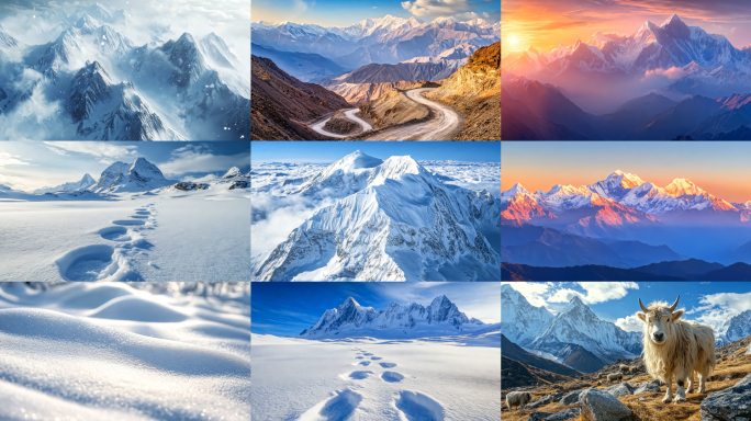 珠穆朗玛峰登山雪山风光旅游景色视频素材1