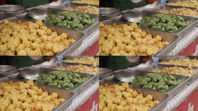 山西运城东湖早市美食油炸素丸子菜丸子